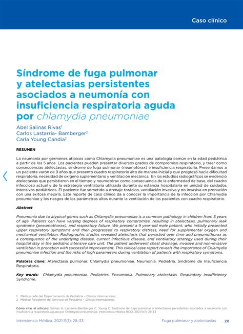 Síndrome de fuga pulmonar y atelectasias persistentes …