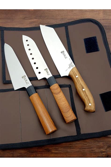 SürLaz İsme Özel Deri Çantalı Şef Bıçak Seti Deluxe Seri Fiyatı .