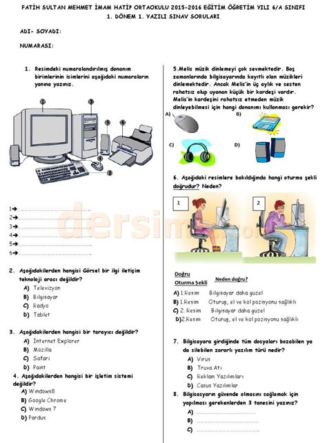 Sınıf Bilişim Teknolojileri ve Yazılım Testi.