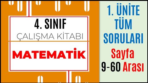 Sınıf Matematik Çalışma Soruları Kitabı Cevapları.