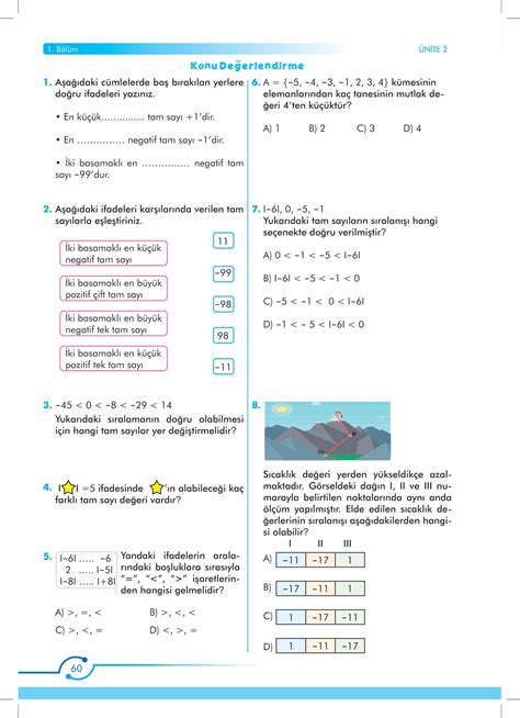 Sınıf Matematik Ders Kitabı Sayfa 60 Cevapları Meb Yayınları.