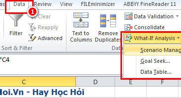 Sử dụng Scenario manager trong What if analysis để lập bảng tính …