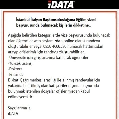 S.S.S. Vize Süreci iDATA.