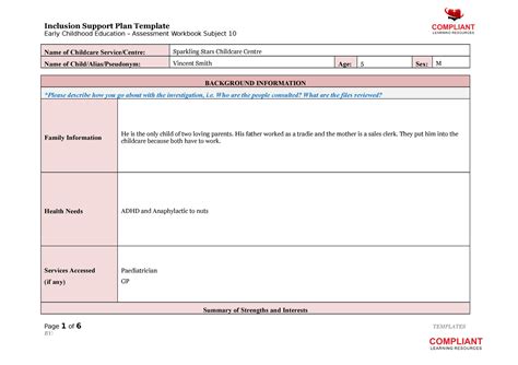 S10 Inclusion Support Plan Templatev 1 - Studocu