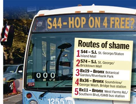 Buses run close to schedule, but service on Staten Island is sparse outside of rush hours, and even during peak hours, many routes run every 10-15 minutes. Because of this, it helps to be prepared: either pick up a schedule for routes that you'll plan to take, ... (S40 or S44 bus (Ramp D)).