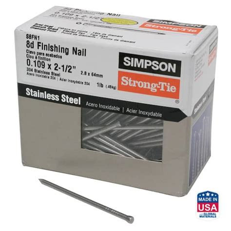 S4FN1 Finishing Nail 1-1/2 in. x .083 in. Type 304 Stainless Steel (1 ... - balustradellc