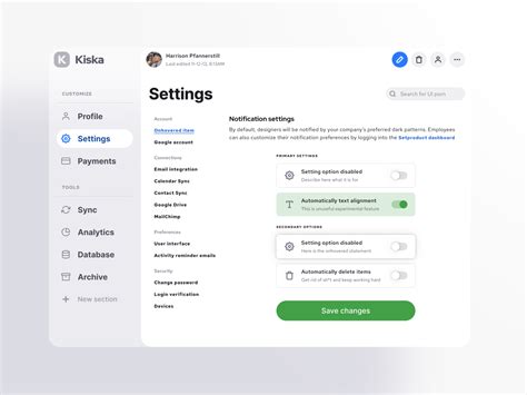 S8 Figma System Settings UI design template for desktop by Roman