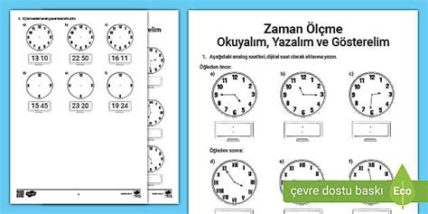 SAATLERİ OKUMA VE YAZMA.