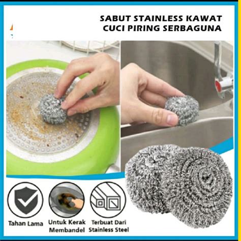 Sabut Besi Stainless 1pcs Sponge Spon Cuci Kawat - raincitystudios.com