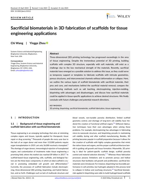 Sacrificial biomaterials in 3D fabrication of scaffolds for tissue ... - wintechmobiles.com