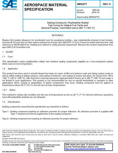 SAE AMS 3277H-2014 (SAE AMS3277H-2014) - Sealing …