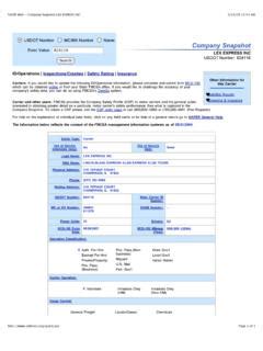 SAFER Web - Company Snapshot CLEVELAND LOGISTICS COMPANY …