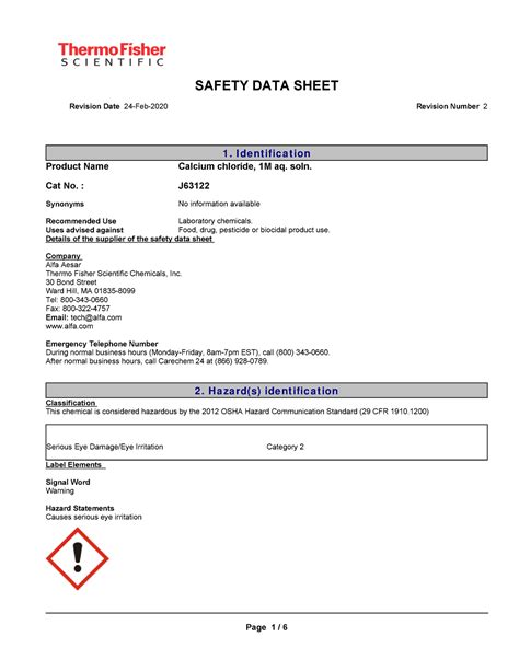 SAFETY DATA SHEET CALCIUM CHLORIDE/CALCIUM BROMIDE …