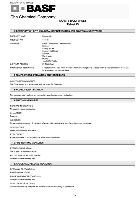 SAFETY DATA SHEET Febset 45