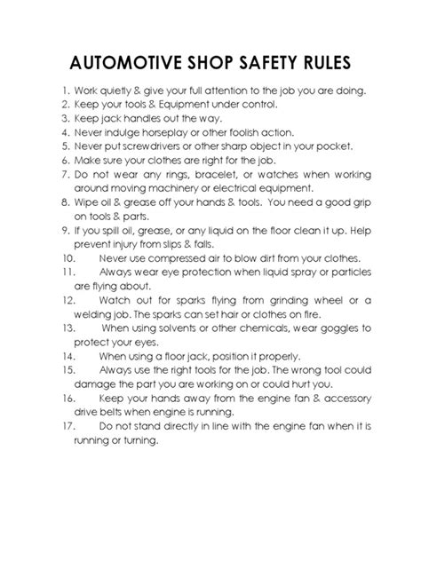 Safety Rules for Automotive Repair Shops - Prudential … - balustradellc