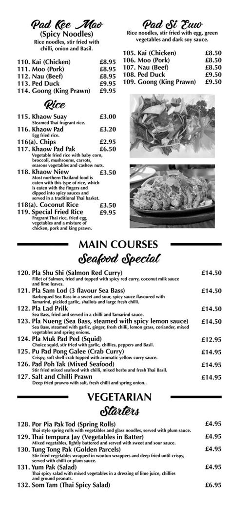 SALATHIP THAI CUISINE, Kingswinford - Menu, Prices