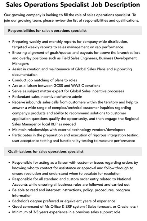 Sales Operations Specialist Jobs (with Salaries) - SEEK - balustradellc