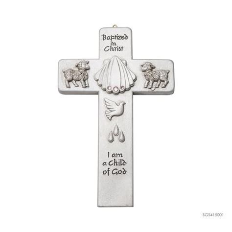 Salib Gantung Baptism Cross Shell Rohani Katolik - Pink - balustradellc