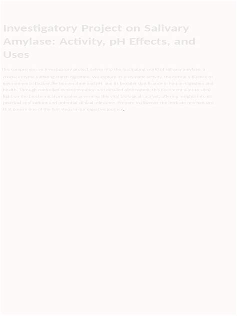 Salivary Amylase Enzyme Activity Study | PDF - muktibox.com