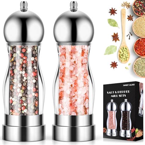 Salt and Pepper Grinder Set - Large Capacity Stainless Steel Pepper ... - muktibox.com