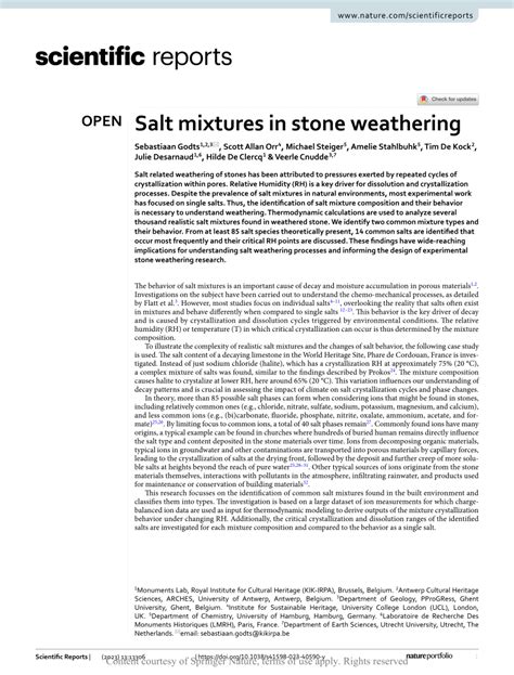 Salt mixtures in stone weathering | Scientific Reports - wintechmobiles.com