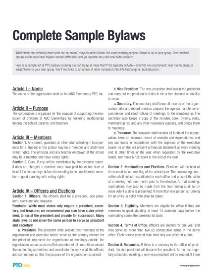 Sample Association Bylaws - balustradellc