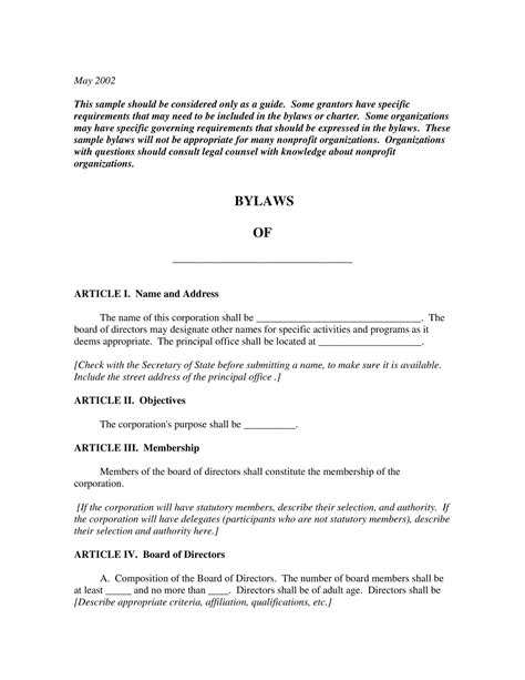 Sample bylaw with options - Nonprofit Law Ontario - balustradellc