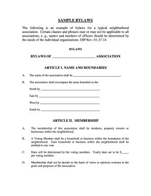 Sample Bylaws for a Neighborhood Organization - CivicLive - balustradellc