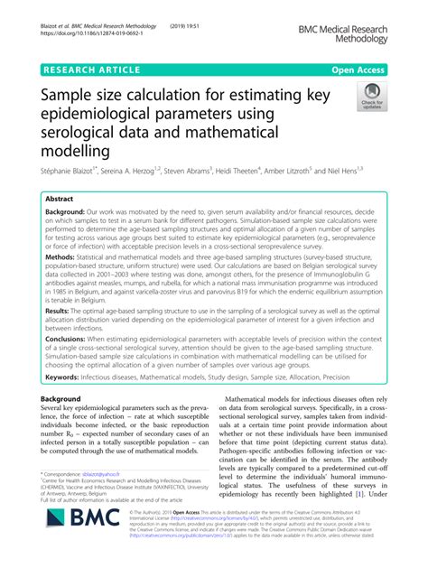Sample size calculation for estimating key epidemiological parameters ... - coolestguyplanet.net