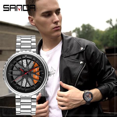 SANDA 1042 Quartz Men Watch Fashion Cool Wheel Dial Car …