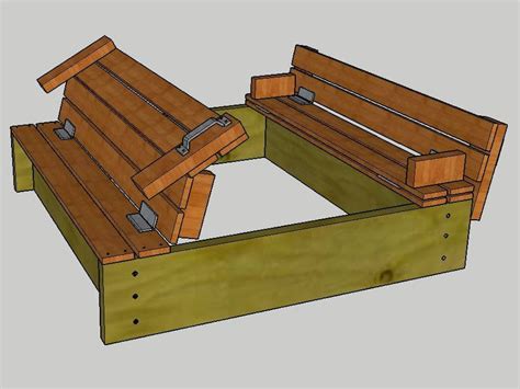 Sandbox Plans with Bench & Lid - Construct101 - balustradellc