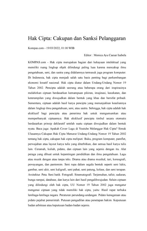 Sanksi Pelanggaran Hak Cipta di Indonesia | PDF - Scribd - balustradellc