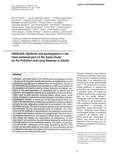 SAPALDIA - Swiss Cohort Study on Air Pollution and Lung and …