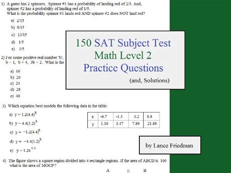 SAT II Math Level 2 Subject Test Notes Arithmetic Algebra