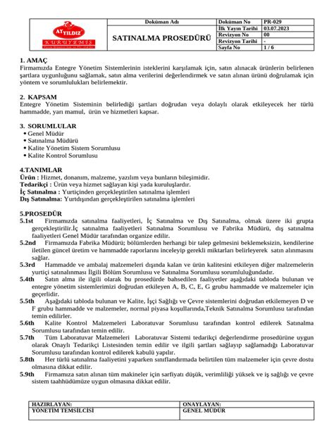 SATINALMA PROSEDÜRÜ.