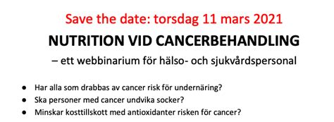 SAVE THE DATE – Nutrition vid cancerbehandling