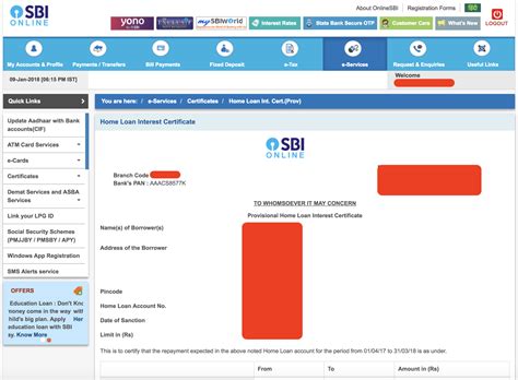 SBI Housing loan Interest Statement Onli…