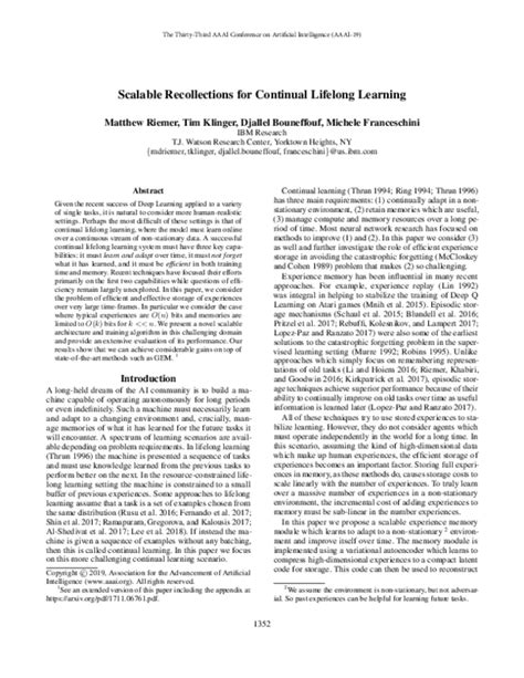 Scalable Recollections for Continual Lifelong Learning - balustradellc
