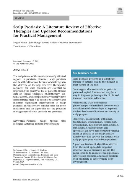 Scalp Psoriasis: A Literature Review of Effective … - balustradellc