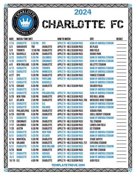 SCHEDULE Philadelphia Union v Charlotte FC 31 May 2024