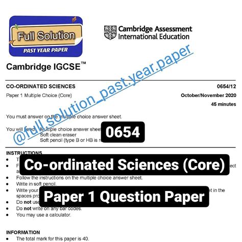 Sciences 0654 IGCSE Past Papers - CAIE | PapaCambridge - raincitystudios.com