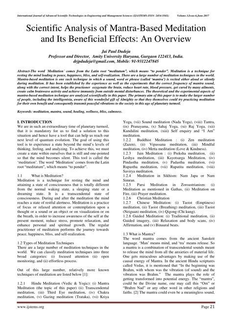 Scientific Analysis of Mantra-Based Meditation and its … - balustradellc