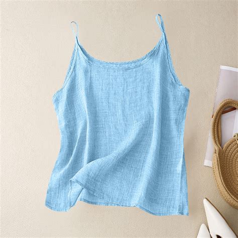 sckarle Cotton Linen Tank Tops for Women Casual Summer Gauze Shirt ... - balustradellc