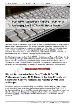 SCP-NPM Ausbildungsressourcen