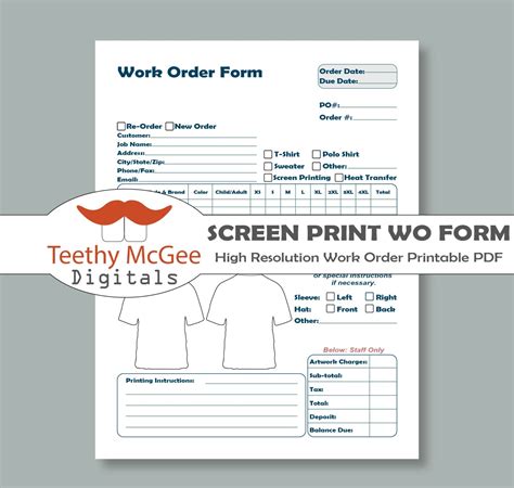 Screen Printing Work Order Template - Invoice Maker - coolestguyplanet.net