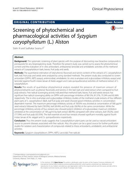 Screening of phytochemical and pharmacological activities of Syzygium ... - raincitystudios.com