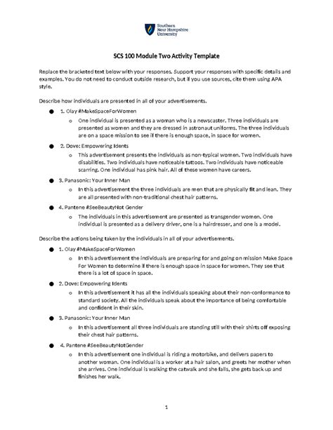 SCS 100 Module Two Activity Template Completed SCS 100 SNHU StuDocu