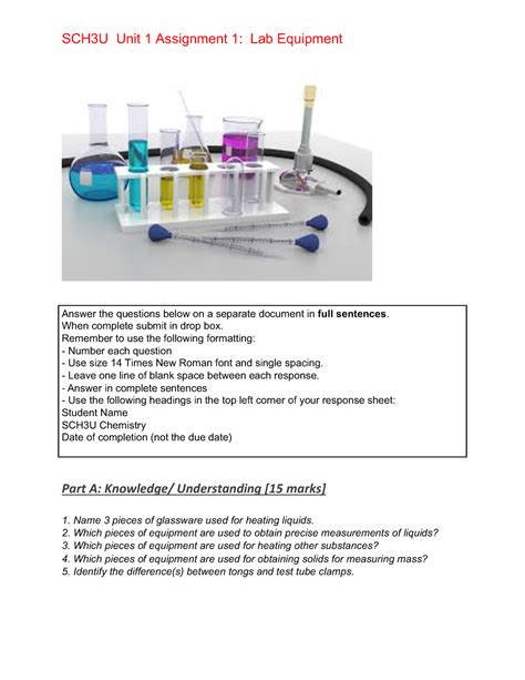 SCh3U Lab Equipment Assignment SCH3U Unit 1 Assignment 1 Lab