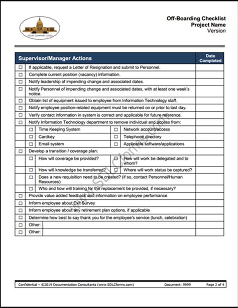 SDLCforms OffBoarding Checklist