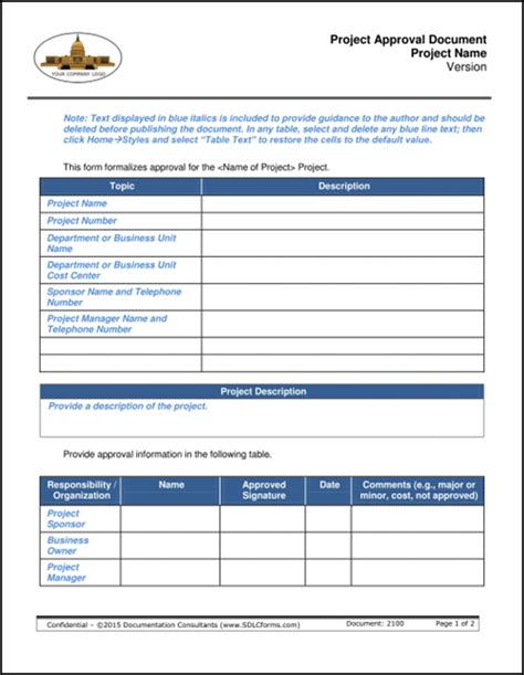 SDLCforms Project Approval Document